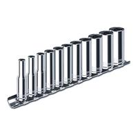 zozoa Set di chiavi a bussola da 1/4", 11 pezzi, per dimensioni metriche (4 mm a 14 mm), design a 6 punti, con supporto, acciaio al cromo vanadio