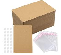 ZoZoMaiy 100 Carta Kraft Scheda Orecchino Carte di Supporto per Imballaggio per Orecchini con 100 Sacchetti Autosigillanti 200 schienali per orecchini, per Orecchini Collana confezionare e appendere