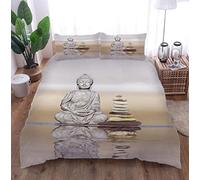 zpangg Set di Biancheria da Letto Buddha Meditation 3 Pezzi Microfibra con Chiusura E Federa A Cerniera Set Copripiumino Matrimoniale per Coppia Doppia 220×230Cm