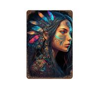 ZPAOWUFB Principessa nativa americana, decorazione da parete, poster in metallo, decorazione moderna per bar, 30 x 20 cm