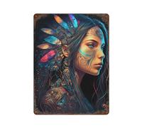 ZPAOWUFB Principessa nativa americana, decorazione da parete, poster in metallo, decorazione moderna per bar, 40 x 30 cm