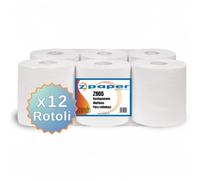ZPAPER - 12 Rotoli Asciugamani - Pura Cellulosa, 2 Veli, Anima a Spirale, Confezionati. Rotoloni Asciugatutto Asciugamano Multiuso