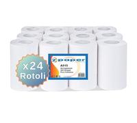 ZPAPER - 24 Rotoli Asciugamani - Carta Pura Cellulosa, 200 Strappi a Rotolo, 2 Veli, Anima a Spirale, confezionati. Rotoloni Asciugatutto Bobine carta