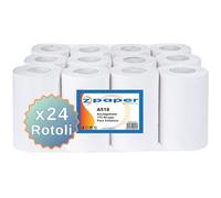 ZPAPER - 24 Rotoli Asciugamani - Carta Pura Cellulosa, lunghezza 60 metri a Rotolo, 2 Veli, Anima a Spirale, confezionati. Rotoloni Asciugatutto Bobine carta