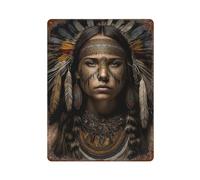 ZPAUEHFB Poster di giovane guerriera indiana, decorazione da parete, poster in metallo e latta, decorazione moderna per bar, 40 x 30 cm