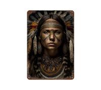 ZPAUEHFB Poster di giovane guerriera indiana, decorazione da parete, poster in metallo e latta, decorazione moderna per bar, 30 x 20 cm