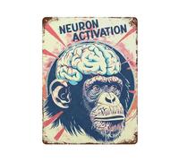 ZPAUEHFB Scimmia di attivazione dei neuroni Decorazione da parete Art Metal Tin Poster Modern Bar Decorations40x30cm