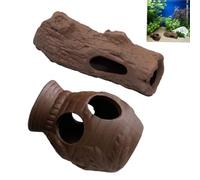 Zpeiran 2 Pezzi Grotta di Ceramica per Acquario,Ornamento a Forma di Gamberetto,per Pesci,Gamberi e Rettili,Decorazione Subacquea Sicura Come Rifugio e Nascondiglio per Acquari Dolce e Marino