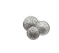Zpengtai Bottoni 10 Pezzi Bottoni in Metallo Cavi intagliati Fatti a Mano Dorati Rotondi Vintage Camicetta Giacca Fibbie Cucito Abbigliamento Decorazione 15/18/20 mm Cucito(Sliver,20MM)