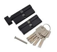 Zpengtai Cilindro Serratura 1 PCS Nero Puro Ottone da Infilare Serratura della Porta Cilindro Nucleo di Blocco Gall Parti di Riparazione + 5 Chiavi 70mm/80mm/90mm Serratura Porta(60mm Double Open)
