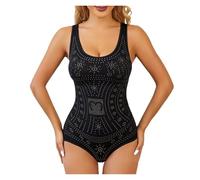 ZPFDSG Body Contenitivo Modellante Body Modellante Senza Cuciture e Comodo, Stampato, Taglie Forti, Modellante, Snellente, for la Pancia(Black,XS-S)
