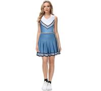 ZPFDSG Costume Cheerleader Donna Gonna da cheerleader, blu e bianca, principessa, con top gonna, for feste, for ragazze delle superiori(L)