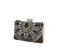 ZPFDSG Pochette Donna Borsa da sera con perline e strass, elegante pochette a scatola, borse da sposa da donna for feste e balli di fine anno(Black)