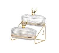 ZPFDSG Portafrutta a Ripiani Design Fruit Bowl Elegante Vassoio Espositivo For Frutta Secca A 3 Livelli Con Supporto For Noci Elegante Piatto For Snack For Frutta E Caramelle(Dual Layer)