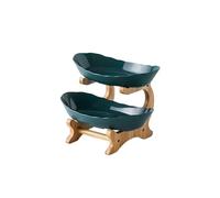ZPFDSG Portafrutta a Ripiani Piatti Da Tavola A Tre Strati, Stoviglie, Fruttiera Da Cucina In Legno Con Fondo Diviso, Piatto For Snack, Caramelle, Torte, Insalatiera(Green 2 layer)
