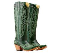 ZPFDSG Stivali Cowboy Donna Stivali da cowboy for donna alti fino al ginocchio, polpaccio medio, vintage, stivali da cowgirl western, scarpe casual con tacco a blocco(Green,35)
