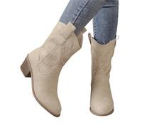 ZPFDSG Stivali Cowboy Donna Stivali da donna Scarpe casual alla moda for donna Tacchi alti Stile strano Stivali a punta di colore solido(Beige,36)