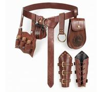 ZPGVWXKO Bracciale da Cavaliere Medievale Set Armatura Cintura con Anello Bottoni Sacca con Pannello Portabottiglia Parabraccia in PU con Lacci Adatto per