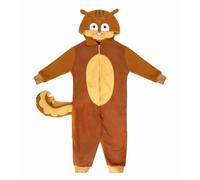 ZPGVWXKO Costume Squirrel Bambino con Tuta Maschera Animali Cappuccio con Occhi E Naso Scoiattolo Coda Soffice Imbottita Tessuto Confortevole in Pile Adatto a, S