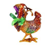 ZPGVWXKO Statuetta di Pollo, Portagioie, Scrigno del Tesoro, Decorazioni da Scrivania in Metallo per Collane, Tappi per Le Orecchie, Comodino