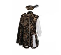 ZPGVWXKO Vestito con | Motivo Barocco Dorato, Costume Storico, Maniche Lunghe Bianche, Abbigliamento, per Rievocazioni Storiche, palcoscenico, Uomo