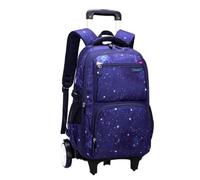 ZPGVWXKO Zaino Trolley Studente Carrello Scuola Porta Ruote Design Confortevole Che Riduce lo Sforzo Nylon Durevole Fodera Poliestere, Blu Scuro, Ruot Stellata