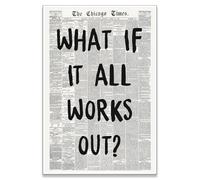 zphvaqd Stampa artistica da parete in tela con giornale alla moda, stampa What If It All Works Out, poster in bianco e nero, decorazione per la casa alla moda per bagno e camera degli adolescenti,