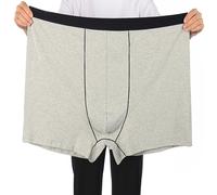 ZPLMIDE Boxer da uomo taglie forti, boxer oversize da uomo in cotone senza cuciture, a vita alta, boxer traspiranti (35-210 kg), Grigio-3 pezzi, 8XL(130-140kg)