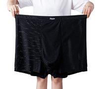 ZPLMIDE Boxer da uomo taglie forti senza cuciture in seta di ghiaccio (13XL-210 kg), mutande traspiranti in rete di grandi dimensioni (13XL (160-210 kg), nero)
