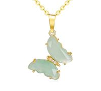 ZPMMPZ Collana con farfalla con pietre preziose per donne e ragazze, collana con farfalla, gioielli regalo di compleanno o, Acciaio inossidabile, Avventurina