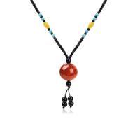 ZPMMPZ Il dono del coraggio, collana con ciondolo in agata naturale, pietra rotonda in pura agata per gli amanti delle pietre filari, collana a corda regolabile