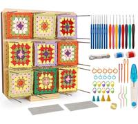 ZPPLD Blocco Per Granny Square,Lavagna Uncinetto Grande,30x30cm Tavola Granny,Crochet Blocking Board,72pcs Principianti,Tavola Blocco Uncinetto Legno 20 Spilli