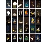 ZPPLD Cartoline da 30 pezzi, luci al buio, set di cartoline di ringraziamento, libro degli ospiti, cartoline di viaggio Glow In The Dark Postcard (Mr Rabbit)