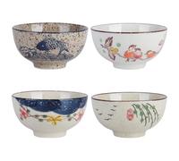ZPPLD Set di 4 ciotole per cereali in porcellana, in ceramica, per riso, dessert, noci, frutta (1)
