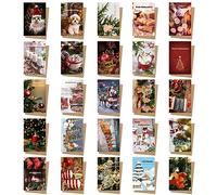 ZPPLD Set di biglietti di Natale con busta, 25 biglietti di auguri di Natale, biglietti di Natale, biglietti di Natale vintage, biglietto di Natale