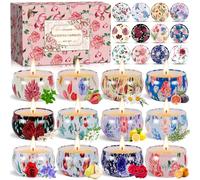 ZPQAODI Candele Profumate Regalo Set, Candele Profumate Bomboniere,Candele Per Aromaterapia,Candele Decorative,12 Set Cera di Soia per Anniversario Mama Fidanzata, Anniversario Natale