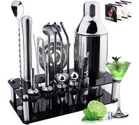 ZPQAODI Cocktail Shaker Set, 18 Pezzi Kit Set Cocktail, Strumento Accessorio Barra Professionale, 750ml Kit da Barman in Acciaio Inox, Set Regalo con Ricettario per Drink, Casa, Bar, Feste