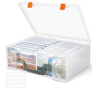 ZPQAODI Scatola Portafoto, 18 Fermagli Interni Per Foto Scatola Portafoto In Plastica Scatola Portafoto Trasparente Con Adesivi Per Semi, Cartoline Artigianali, Contenitore Portafoto Per Francobolli