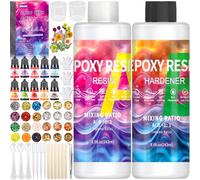 ZPQAODI Set di resina epossidica per principianti, resina trasparente con colore, glitter, foglia d'oro, misurino per portachiavi fai da te, collana, orecchini