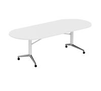 ZPRYZHD Tavolo da Conferenza Pieghevole, Scrivania Mobile con Rotelle, Tavolo Pieghevole Salvaspazio, per Uffici, Sale Formazione, Spazi Studio a Casa(White)