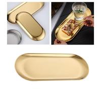 ZPSHYD Vassoio ovale in acciaio inox, antiscivolo, con fondo piatto, decorativo, per cucina, bagno, 30,3 x 12,3 cm