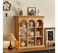 ZPVXRVQ Espositore per Tazze da caffè Espositore Rustico con Ripiani in Legno A Griglia 9/12/15/18 Supporto da Parete con Cornice(Wood,60x15x49cm)