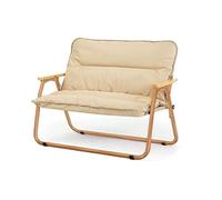 ZPVXRVQ Sedia da campeggio pieghevole doppia, sedia da esterno portatile con braccioli in legno, per viaggi con lo zaino, tempo libero in spiaggia e viaggi sportivi(Khaki,Style B)