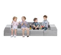 ZPVXRVQ Set di mobili da gioco per bambini, interessante fortezza modulare con blocchi da costruzione in schiuma, divano componibile per bambini, divertente letto pieghevole (grigio puro)