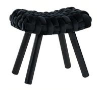 ZPVXRVQ Sgabello quadrato per trucco con gambe in legno, piccolo poggiapiedi per toletta, moderno cuscino imbottito per divano(Schwarz)