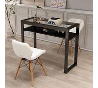 ZPVXRVQ Tavolo Da Manicure Professionale con Piano in Vetro, Tavolo Da Manicure con Struttura in Metallo, Stazione Moderna del Salone di Manicure di Bellezza(Schwarz,80x40x78cm)