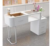 ZPVXRVQ Tavolo Da Manicure Professionale Piano in Vetro Banco Da Lavoro per Onicotecnica con Cassetto E Ripiani Aperti, Moderna Stazione di Bellezza per La Conservazione delle Unghie(Style 2,100)