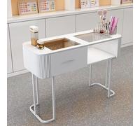 ZPVXRVQ Tavolo Da Manicure Professionale Piano in Vetro Banco Da Lavoro per Onicotecnica con Cassetto E Ripiani Aperti, Moderna Stazione di Bellezza per La Conservazione delle Unghie(Style 1,80cm)