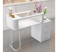 ZPVXRVQ Tavolo Da Manicure Professionale Piano in Vetro Banco Da Lavoro per Onicotecnica con Cassetto E Ripiani Aperti, Moderna Stazione di Bellezza per La Conservazione delle Unghie(Style 2,80cm)