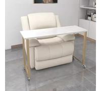 ZPVXRVQ Tavolo per Manicure Scrivania per Unghie, 4 Ruote Bloccabili, Supporto in Metallo Dorato, Tavolo Tecnico per Unghie per La Postazione di Lavoro di Un Tecnico di Un Salone Termale(105x35x70cm)